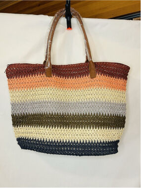 Merona Target Woven Multi Stripe Ombré Beach Travel Bag Purse Totes NWT